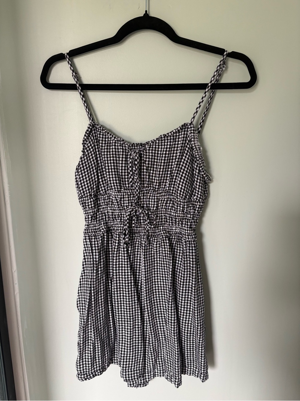 Bluenotes Checkered Romper with Pockets